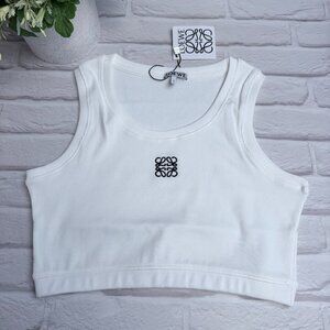 LOEWE Classic White Sleeveless Short Tank Top M